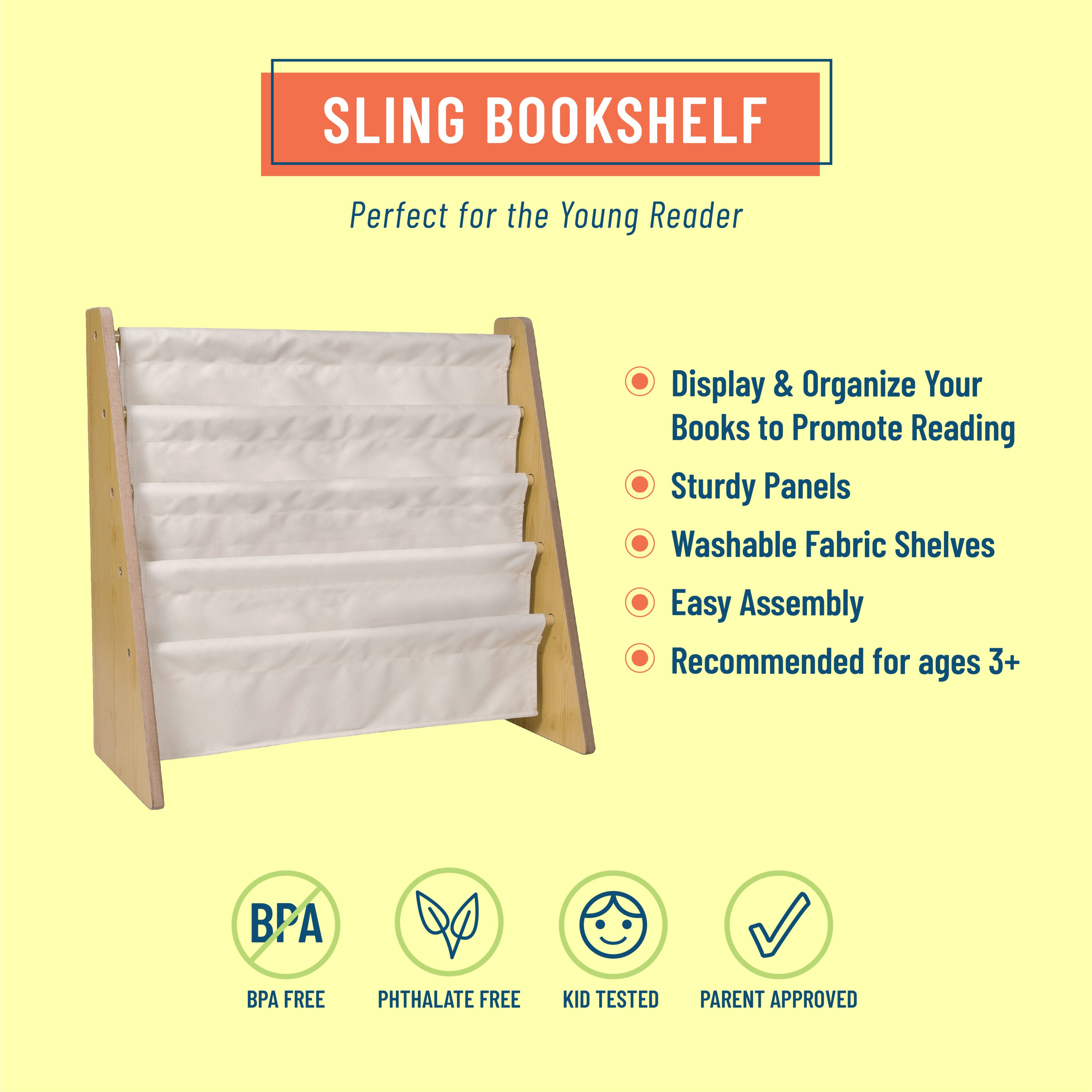 Sling Bookshelf - Natural w/ Tan