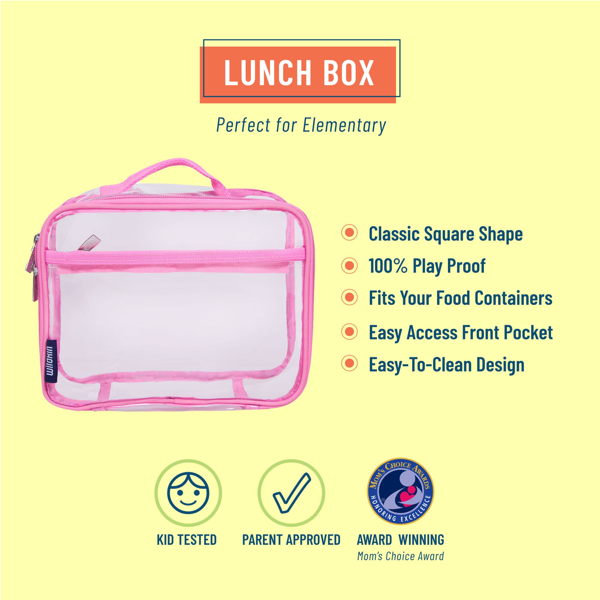 Wildkin Clear w/ Pink Trim Lunch Box