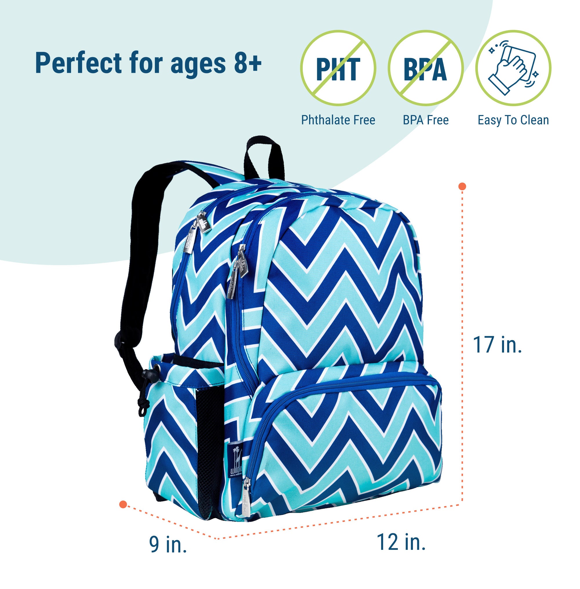 Chevron Blue 17 Inch Backpack