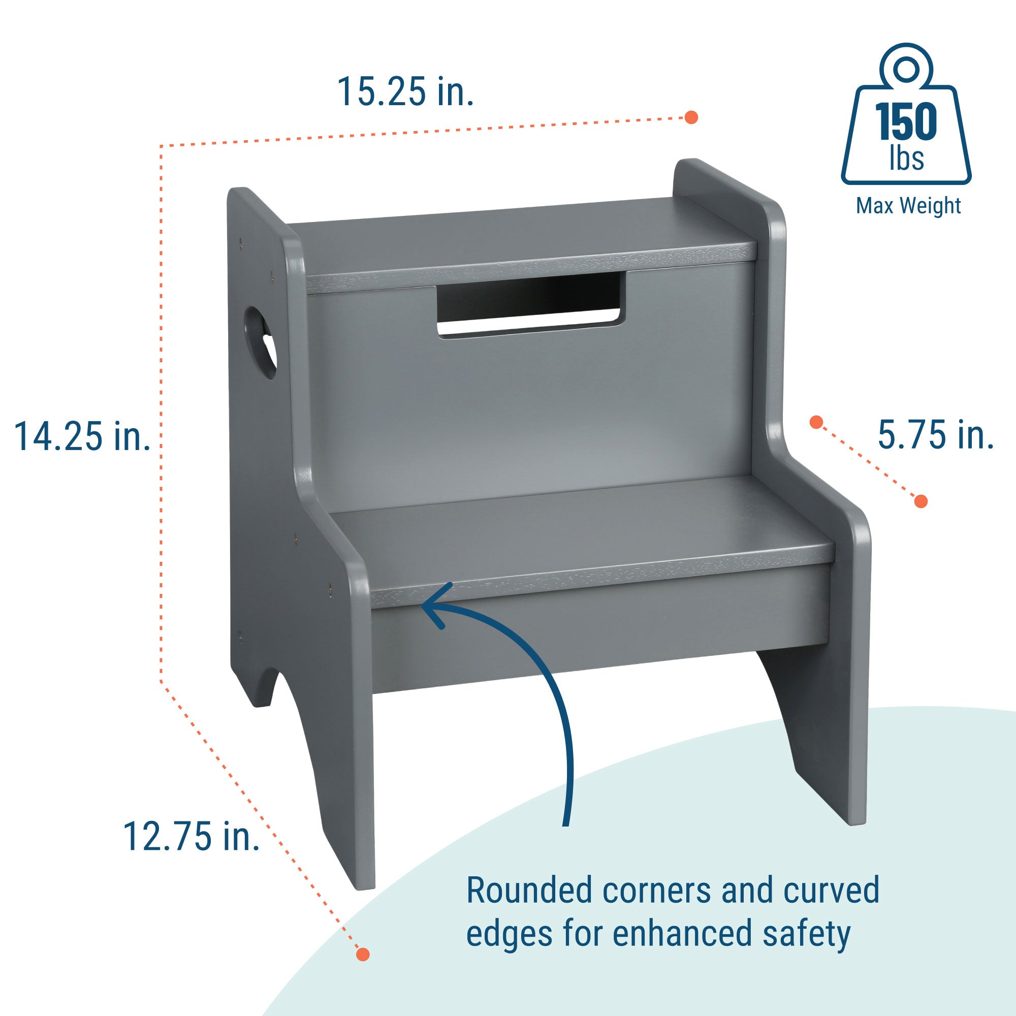 Two Step Stool - Gray