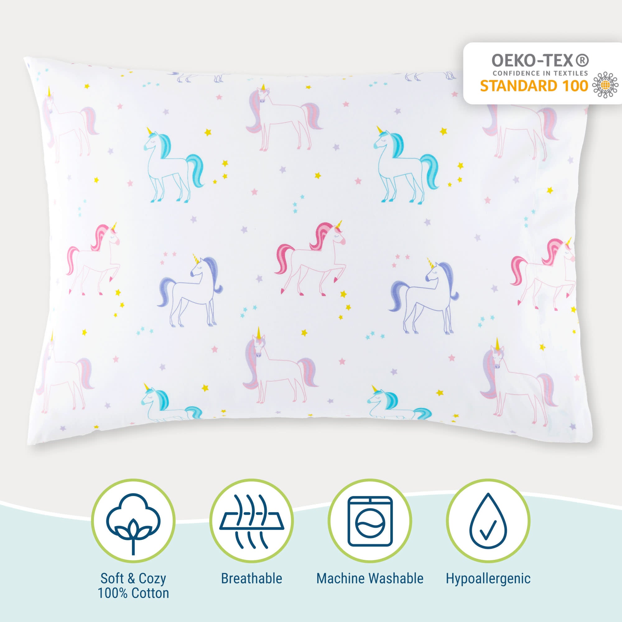 Unicorn 100% Cotton Pillowcase - Standard