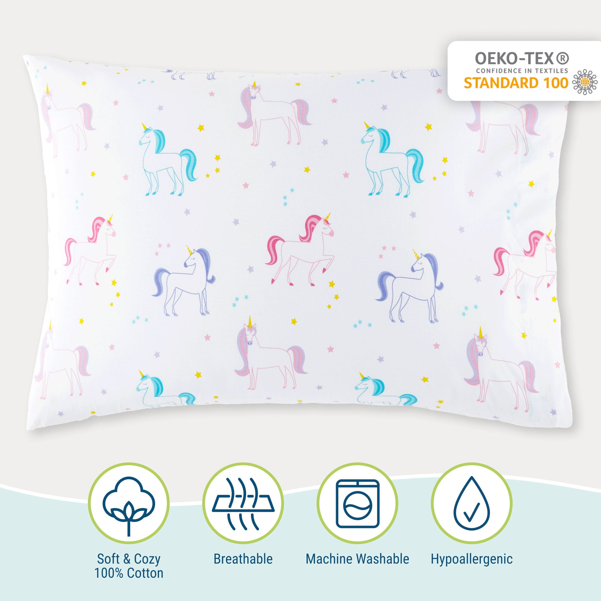 Unicorn 100% Cotton Percale Pillowcase