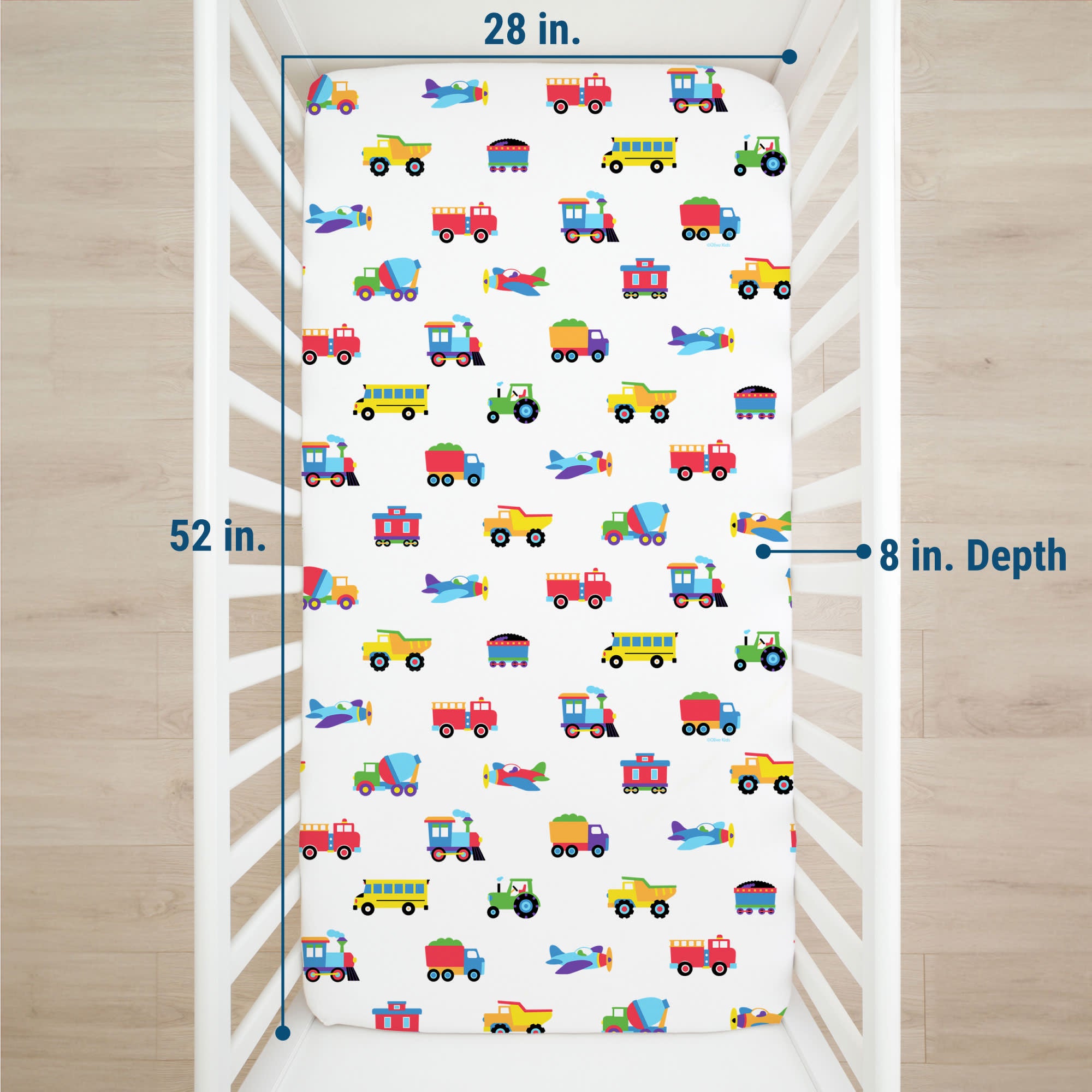 Trains, Planes & Trucks Microfiber Fitted Crib Sheet