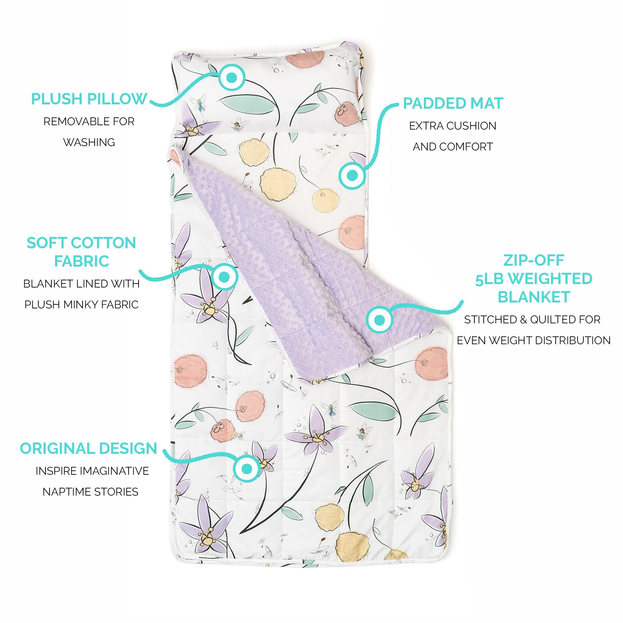 Extra Long Toddler Nap Mat - Fairy Blossom