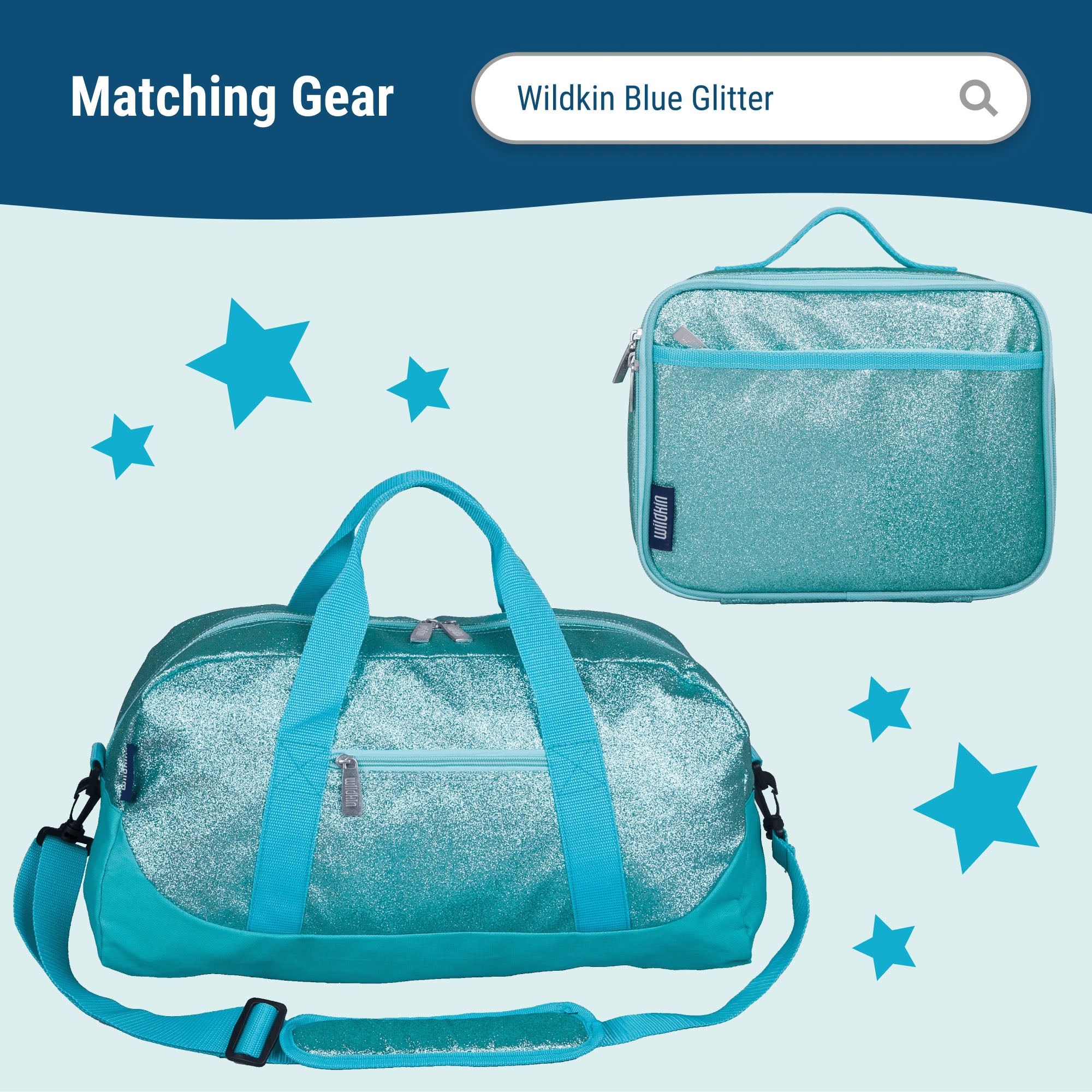 Blue Glitter 17 inch Backpack