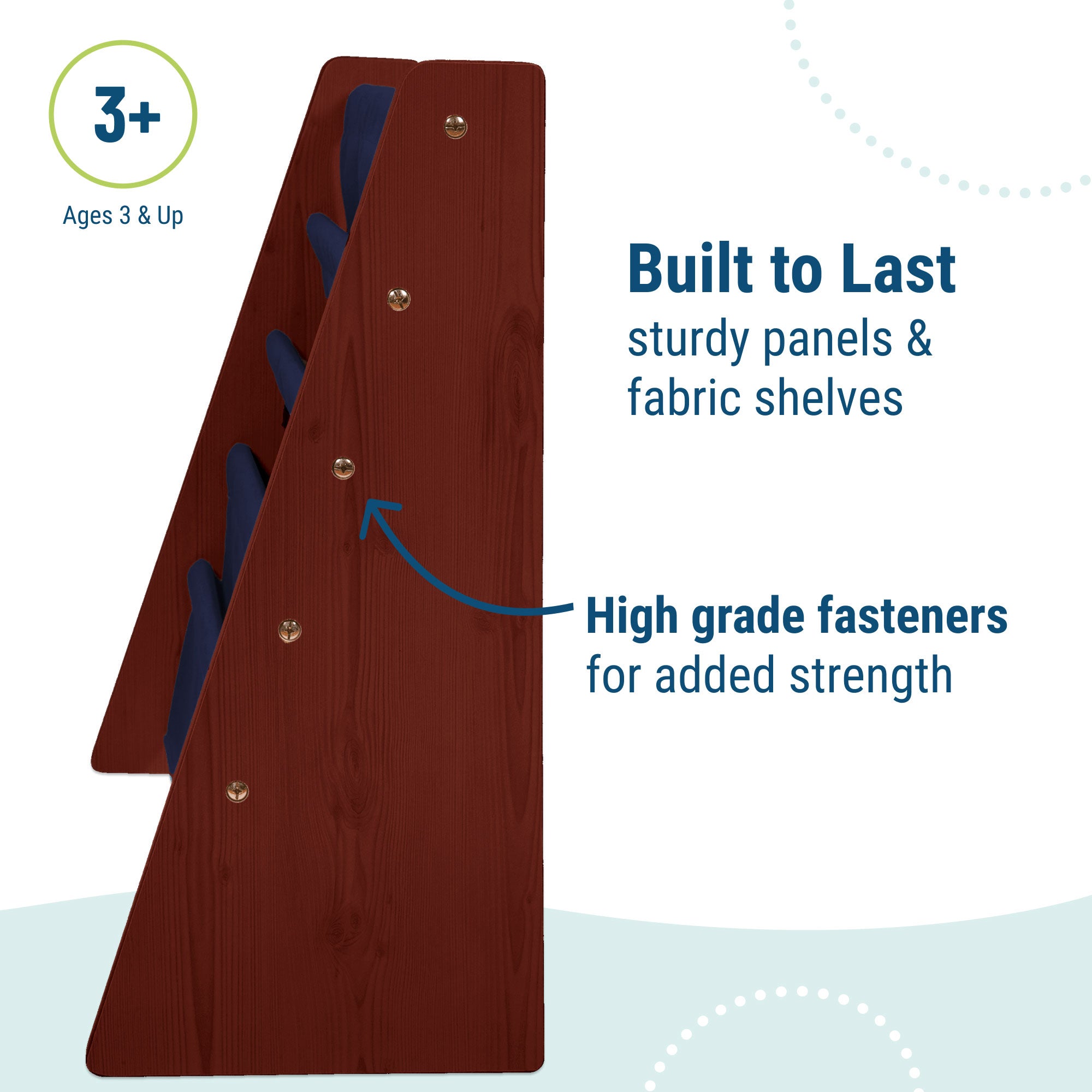 Sling Bookshelf - Cherry w/ Blue