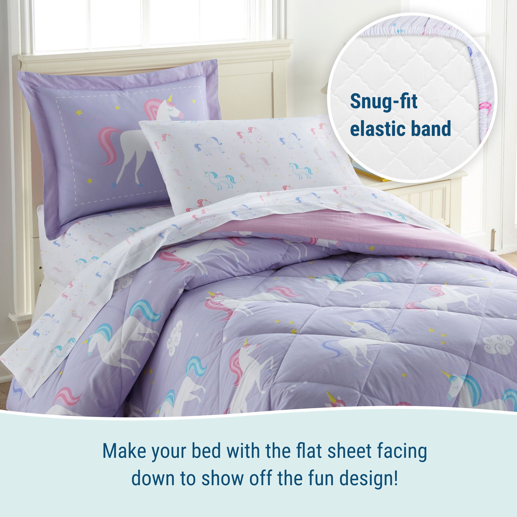 Unicorn 100% Cotton Flannel Sheet Set