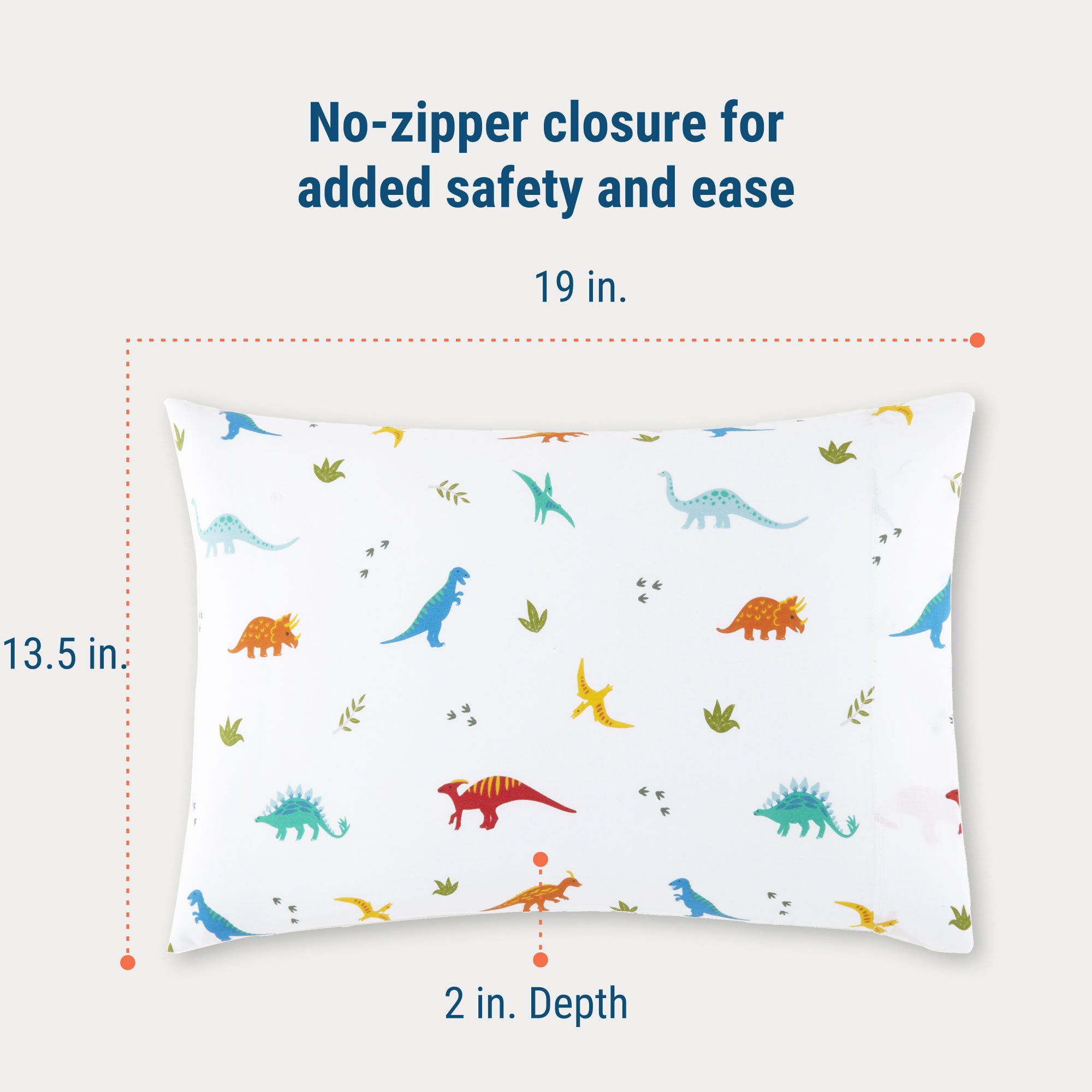 Jurassic Dinosaurs 100% Cotton Hypoallergenic Pillowcase - Toddler