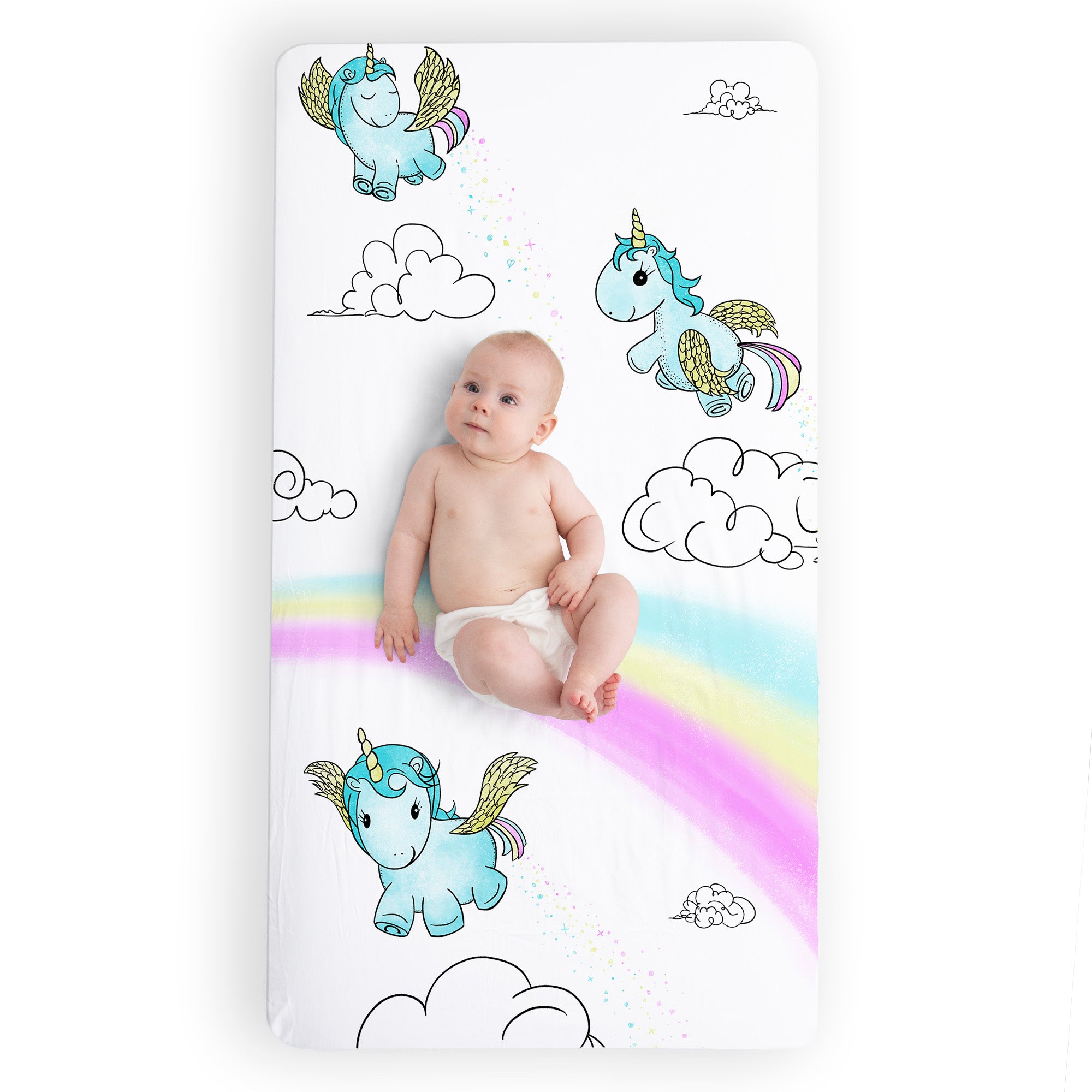 100% Cotton Fitted Crib Sheet - Unicorn Pixie Dust