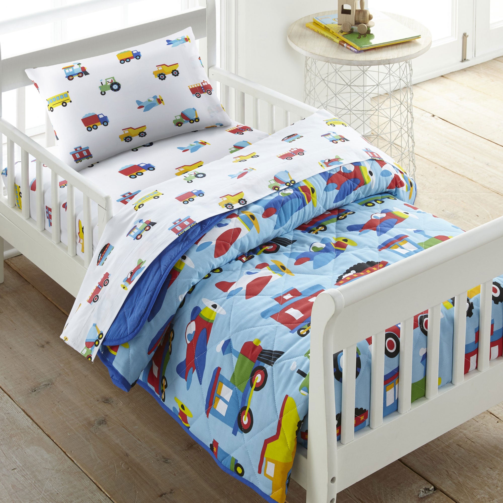Trains, Planes & Trucks 100% Cotton Hypoallergenic Pillowcase - Toddler
