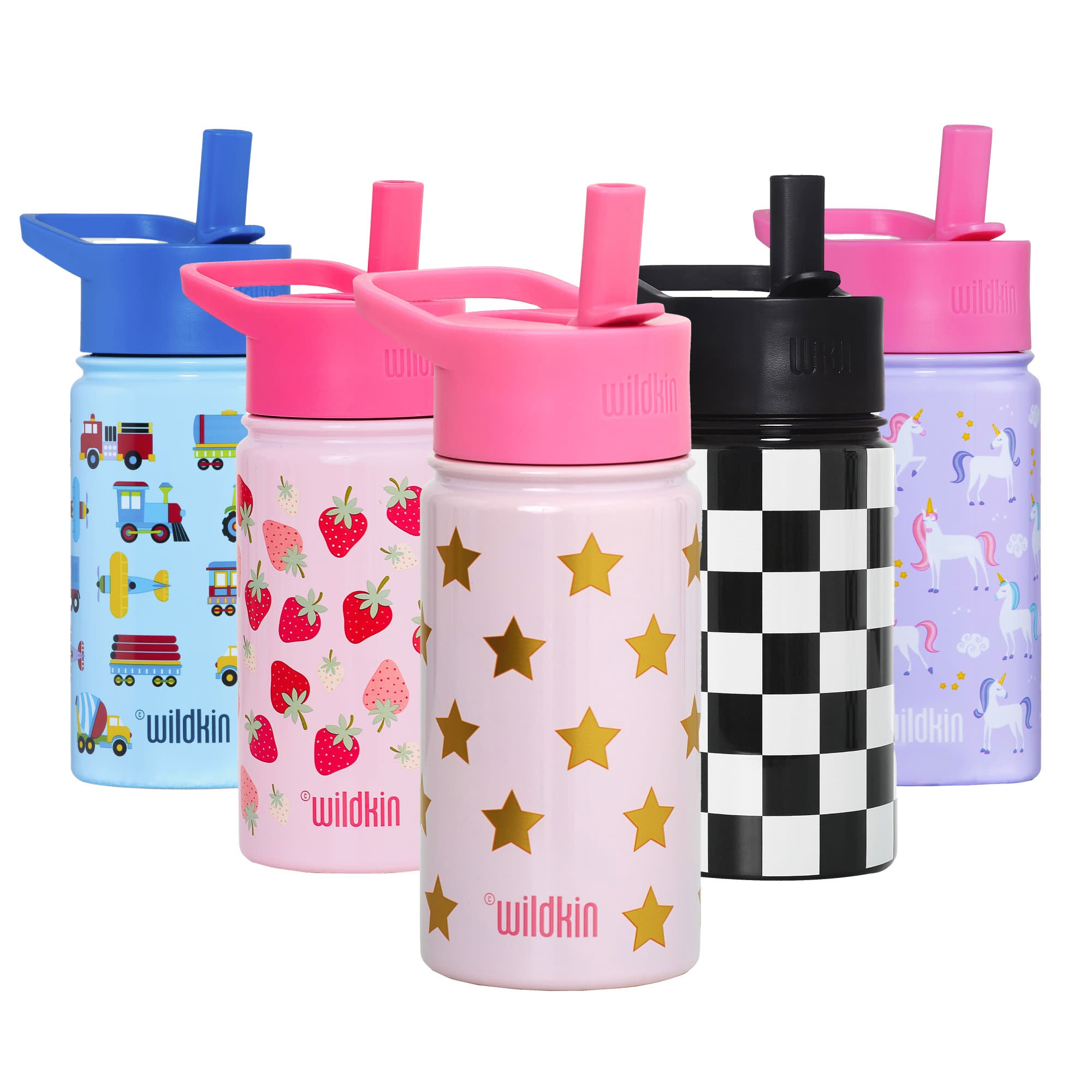 Pink and Gold Stars 14 oz Steel Bottle