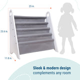 Modern Sling Bookshelf - White w/ Gray