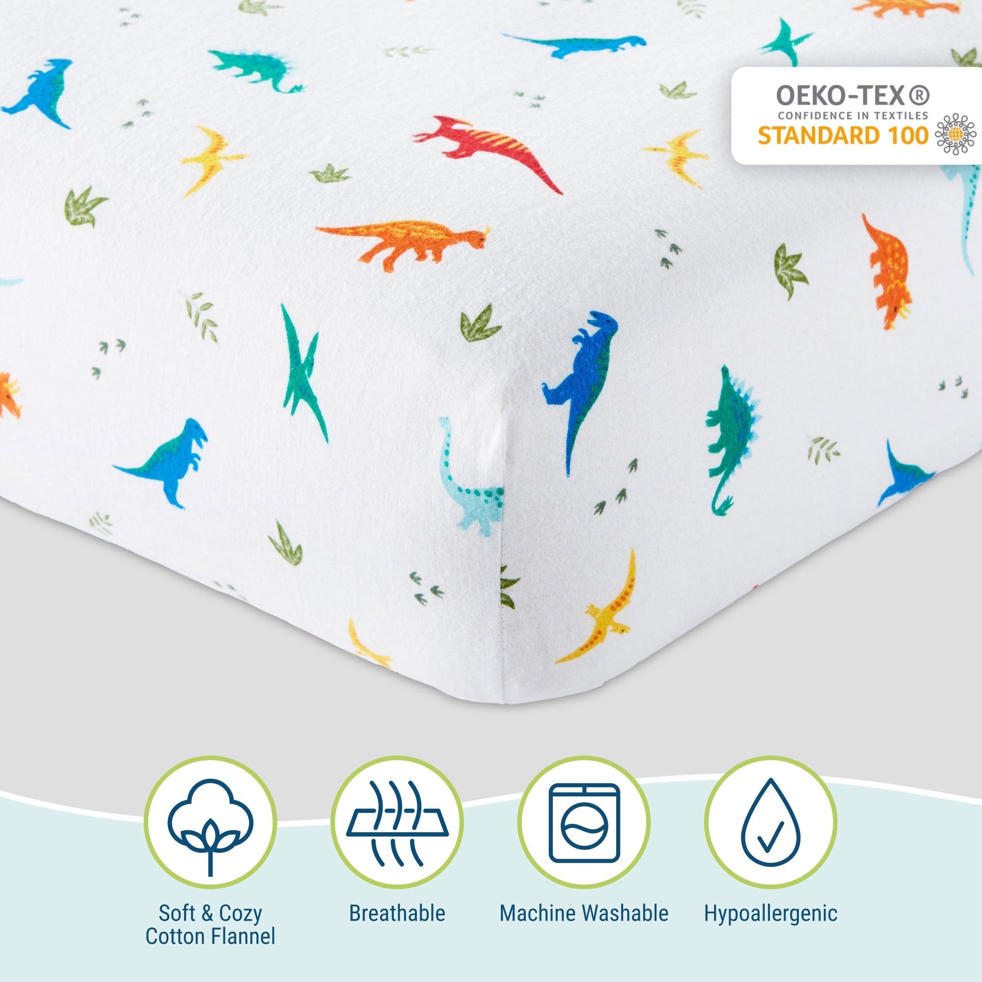 Jurassic Dinosaurs 100% Cotton Flannel Sheet Set