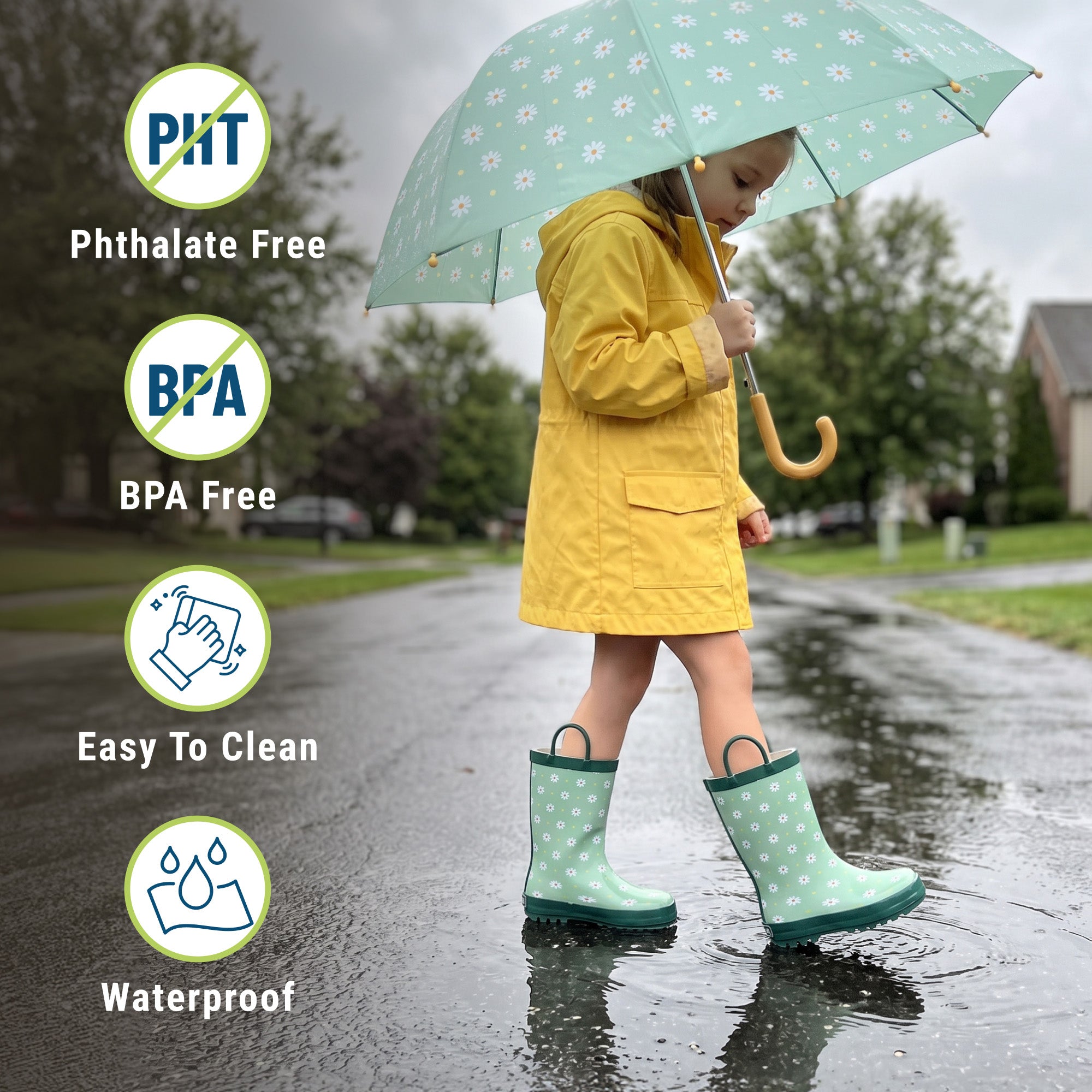 Daisy Dots Rubber Rainboots