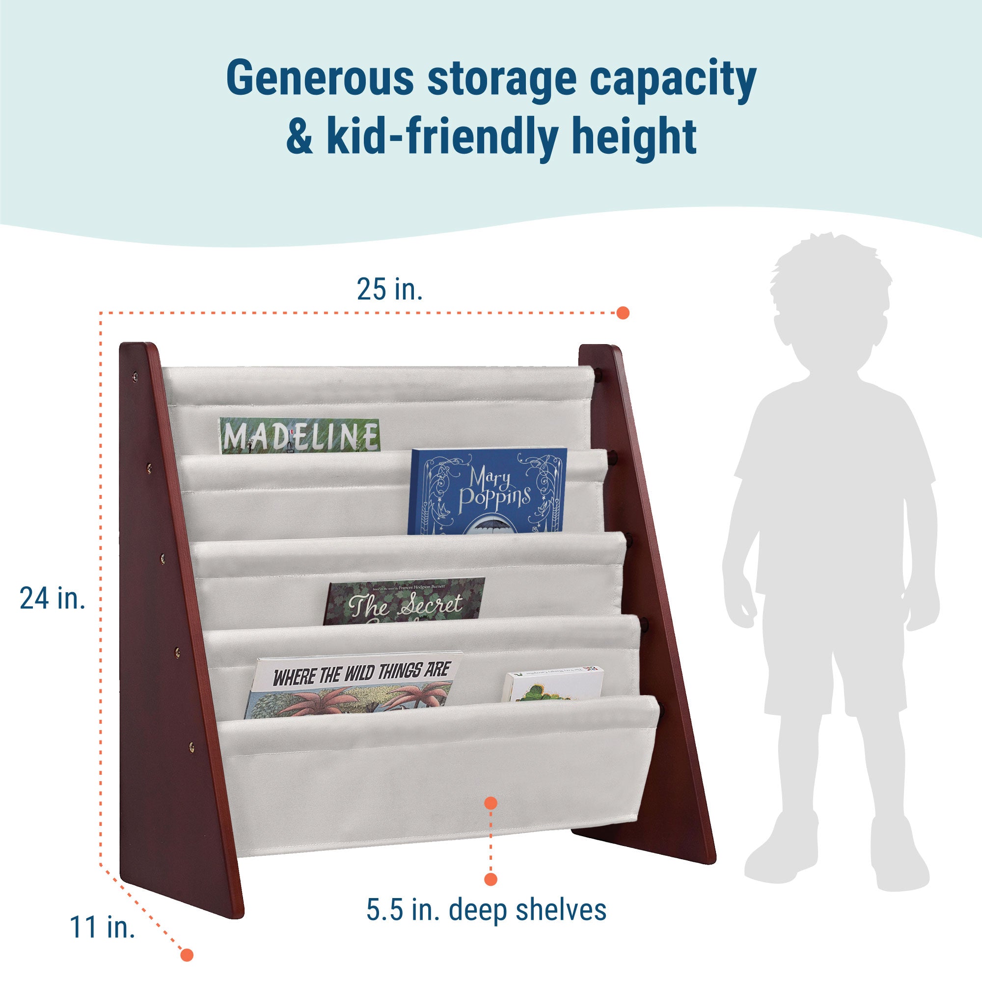 Sling Bookshelf - Cherry w/ Tan