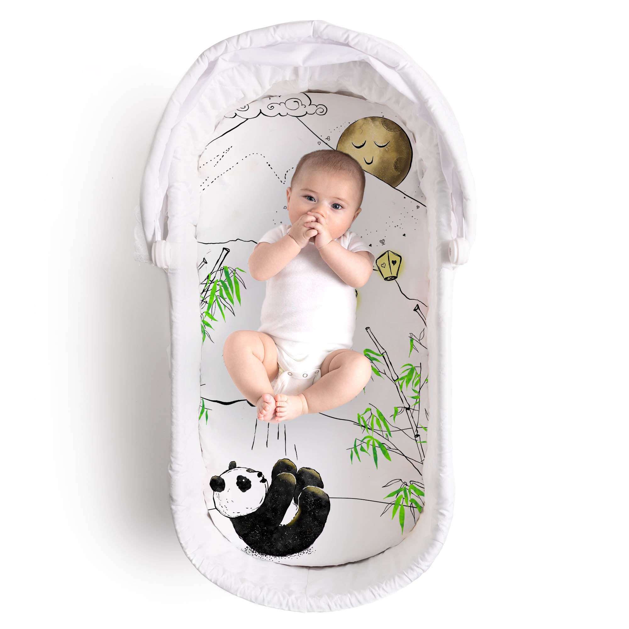 Fitted Bassinet Sheet - Playful Panda