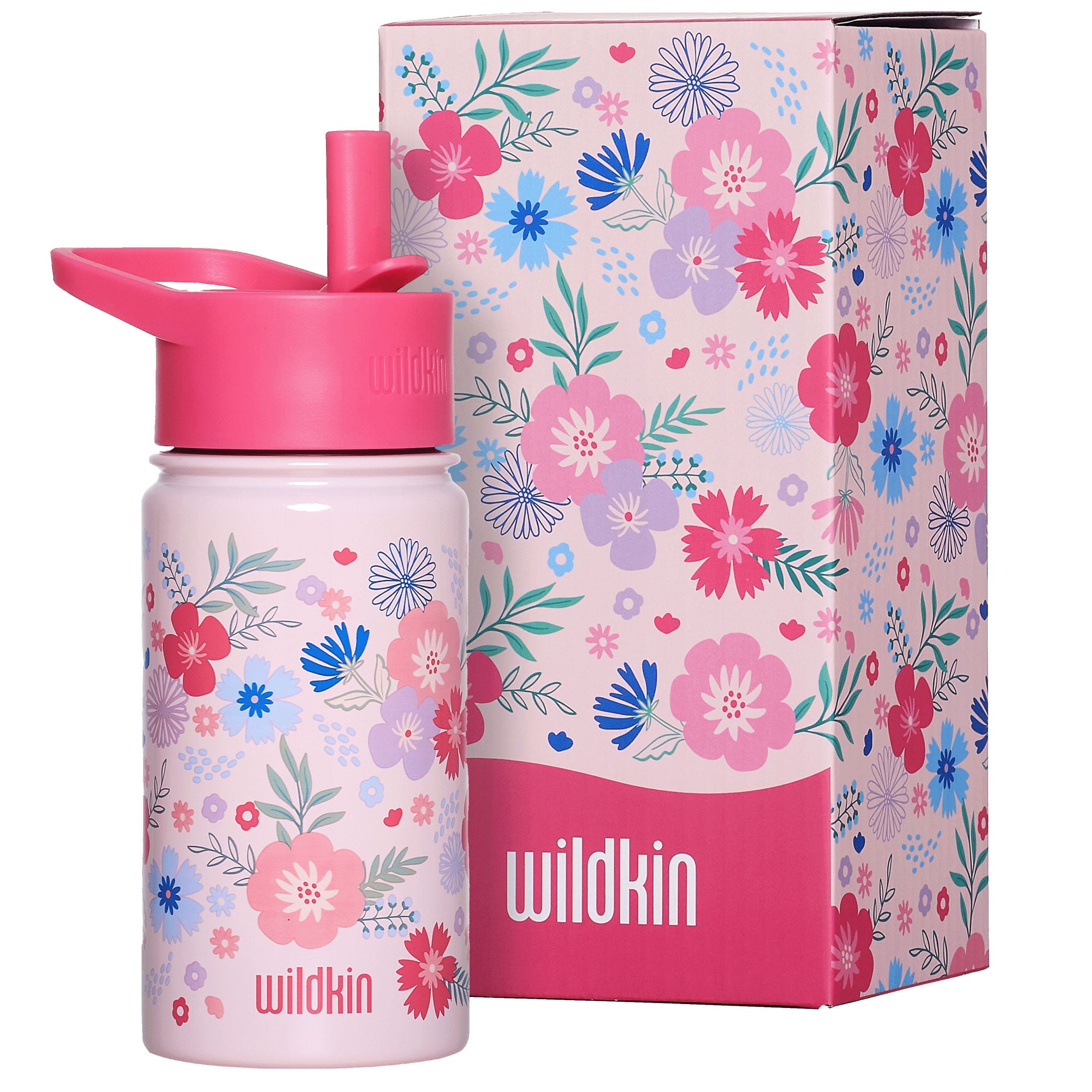 Pink Floral 14 oz Steel Water Bottle