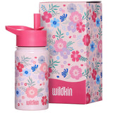 Pink Floral 14 oz Steel Water Bottle