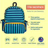 Blue Stripes 17 Inch Backpack