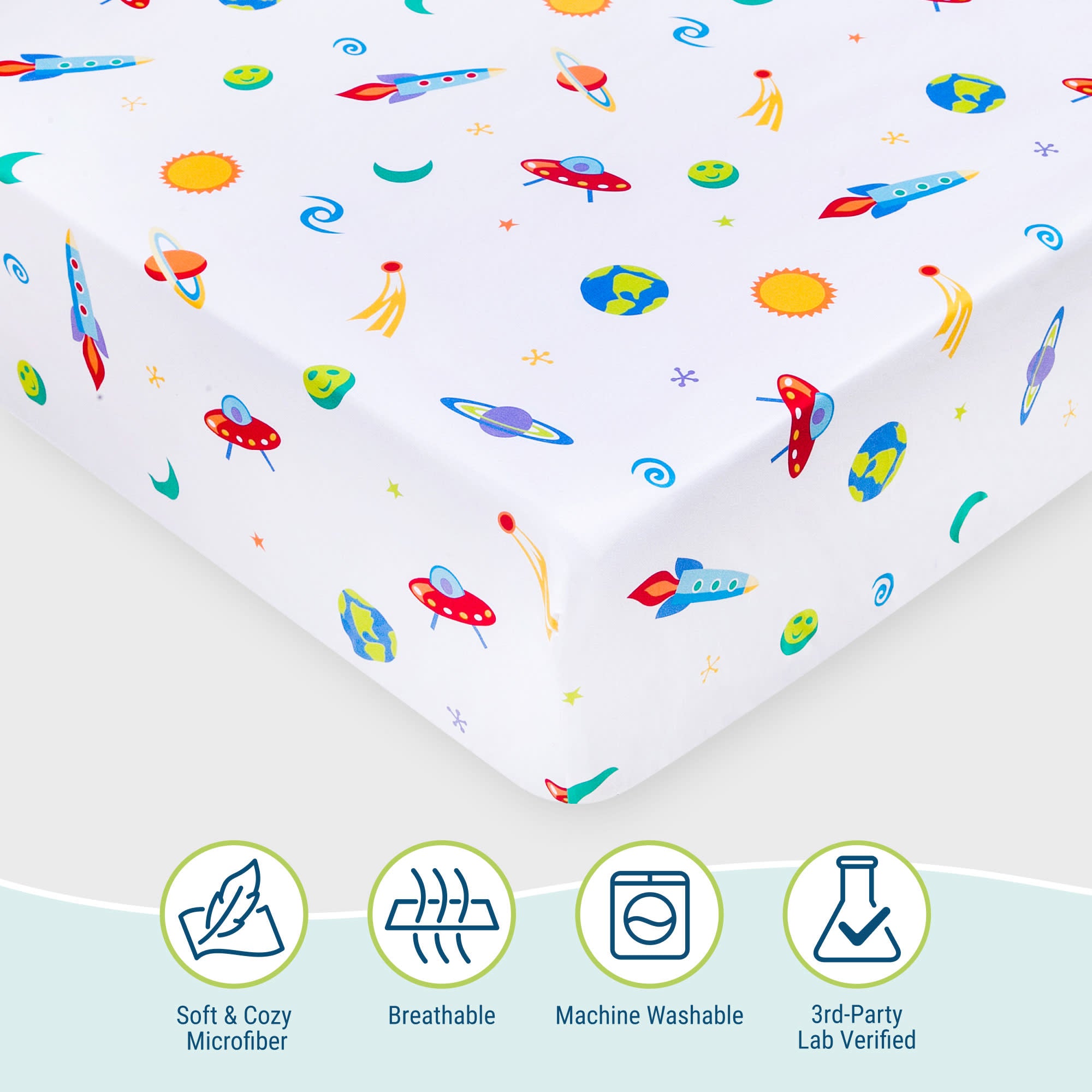 Out of this World Microfiber Fitted Crib Sheet