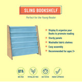 Premium Sling Bookshelf - Natural w/ Aqua