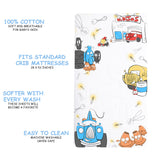 100% Cotton Fitted Crib Sheet - Jo's Garage (White)