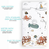 100% Cotton Fitted Crib Sheet - Octopus Treasure