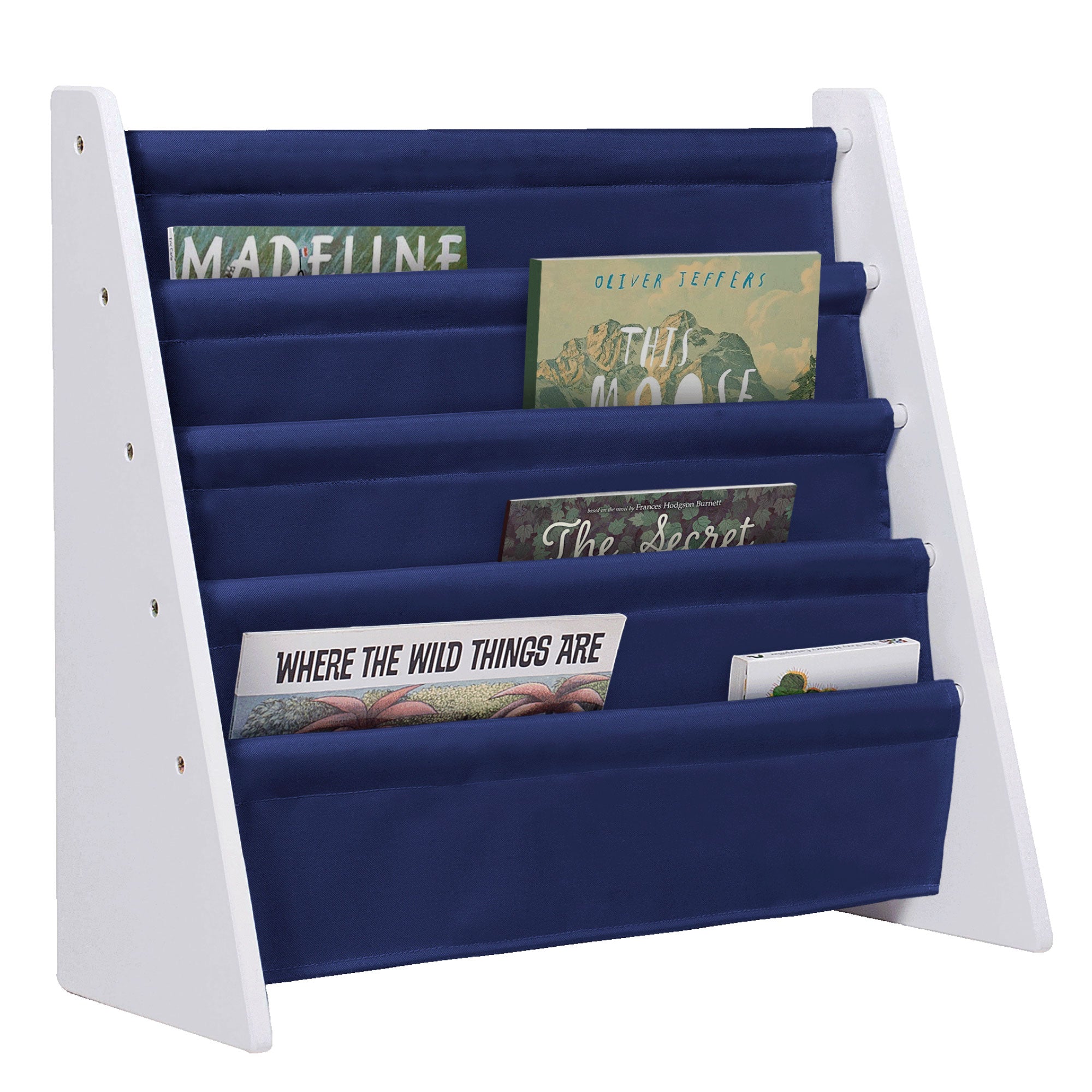 Sling Bookshelf - White w/ Blue