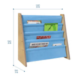 Premium Sling Bookshelf - Natural w/ Sky Blue