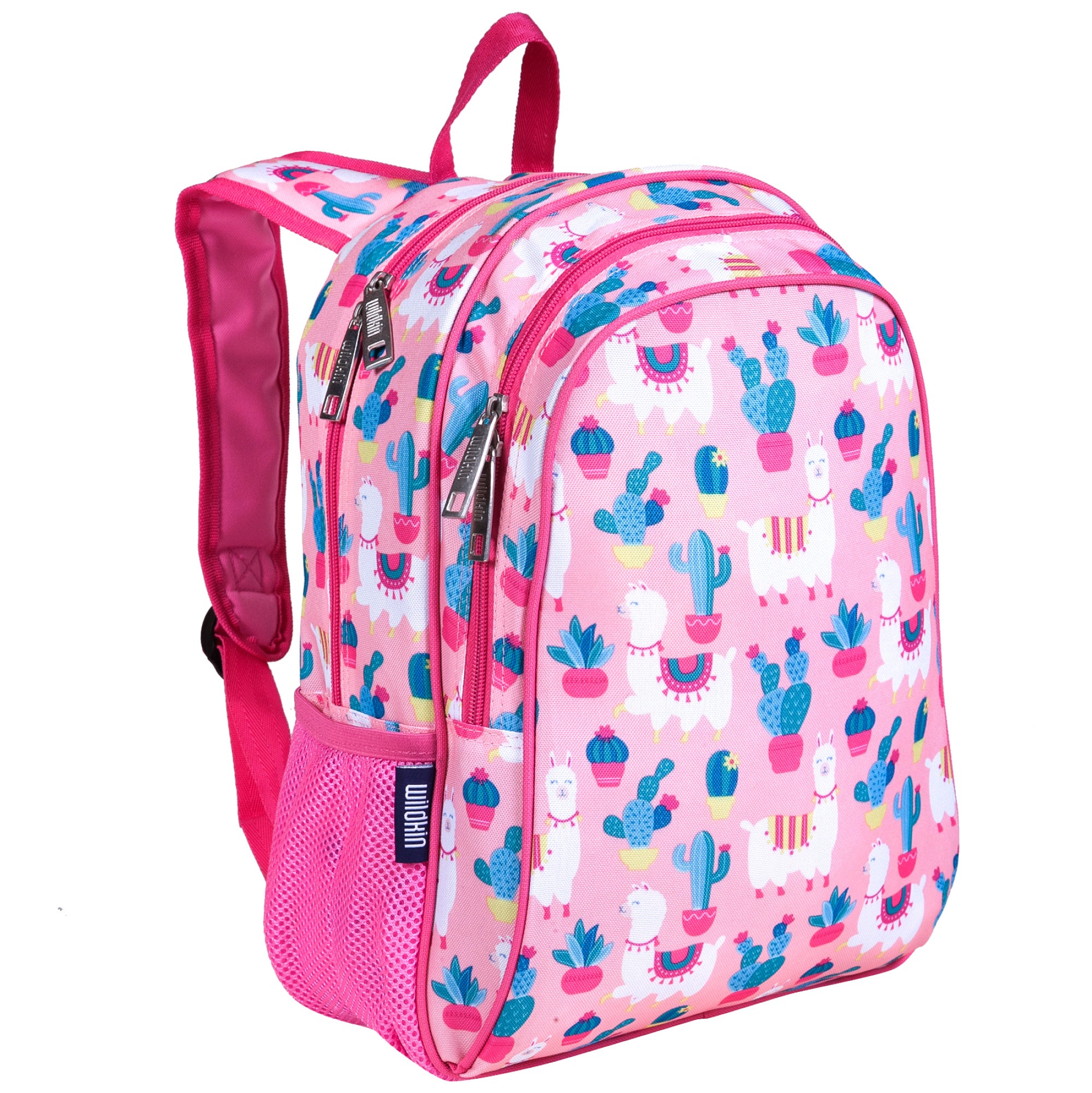 Llamas and Cactus Pink 15 Inch Backpack