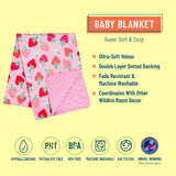 Strawberry Patch Velour Baby Blanket