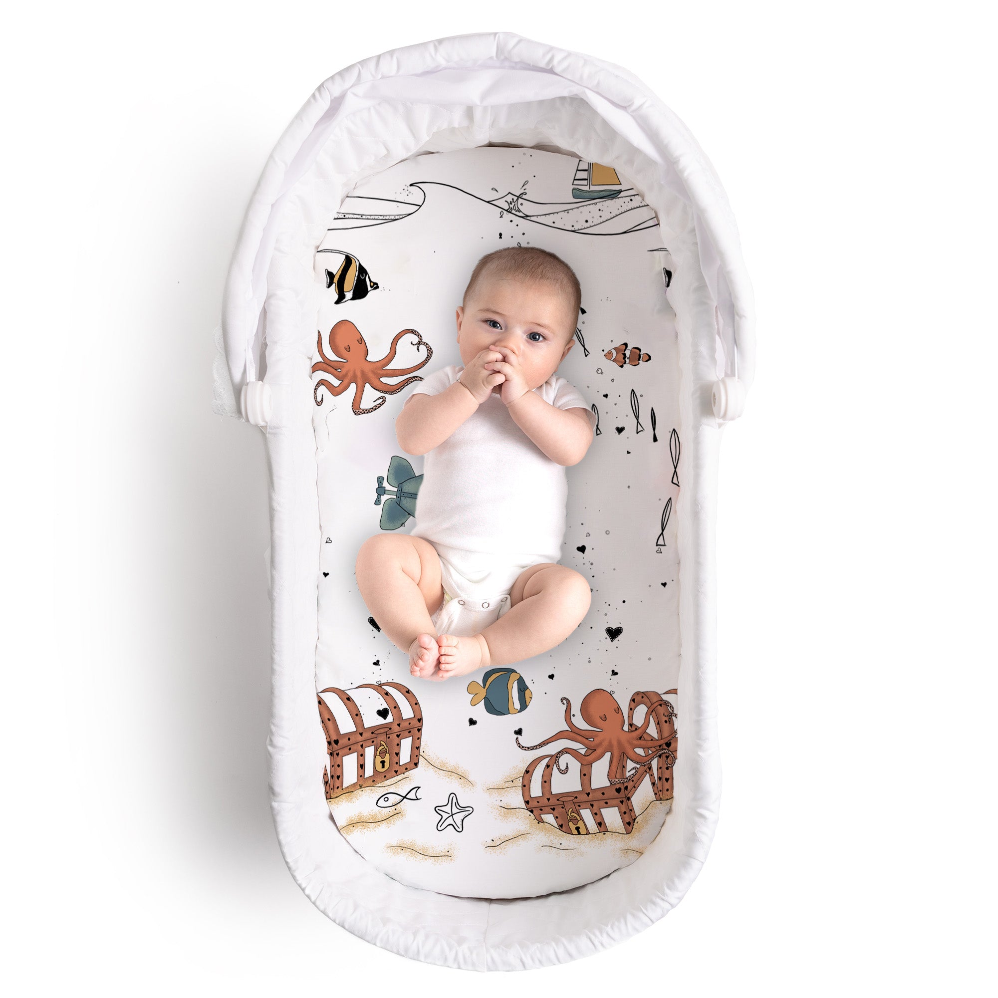 Fitted Bassinet Sheet - Octopus Treasure