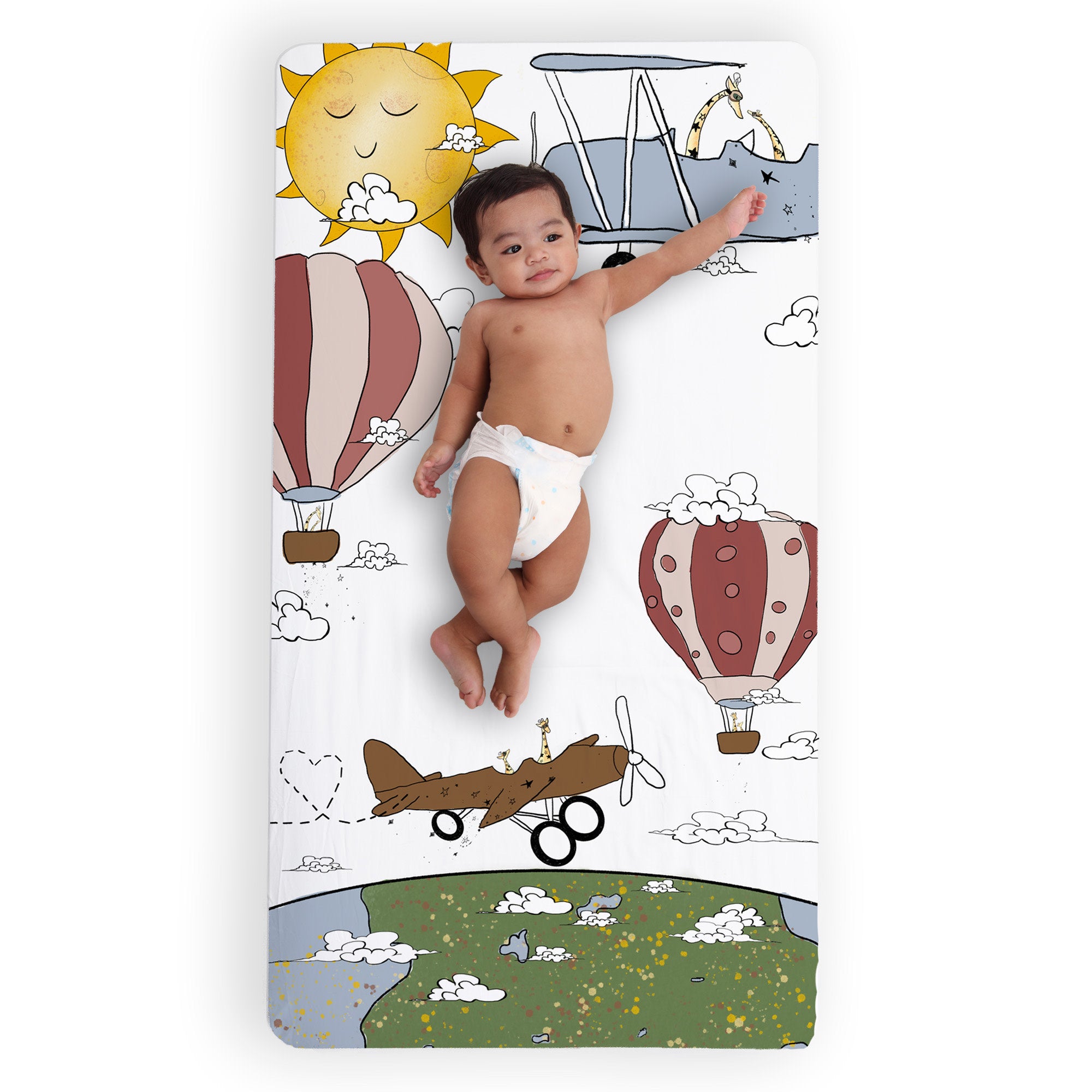 100% Cotton Fitted Crib Sheet - Take Flight