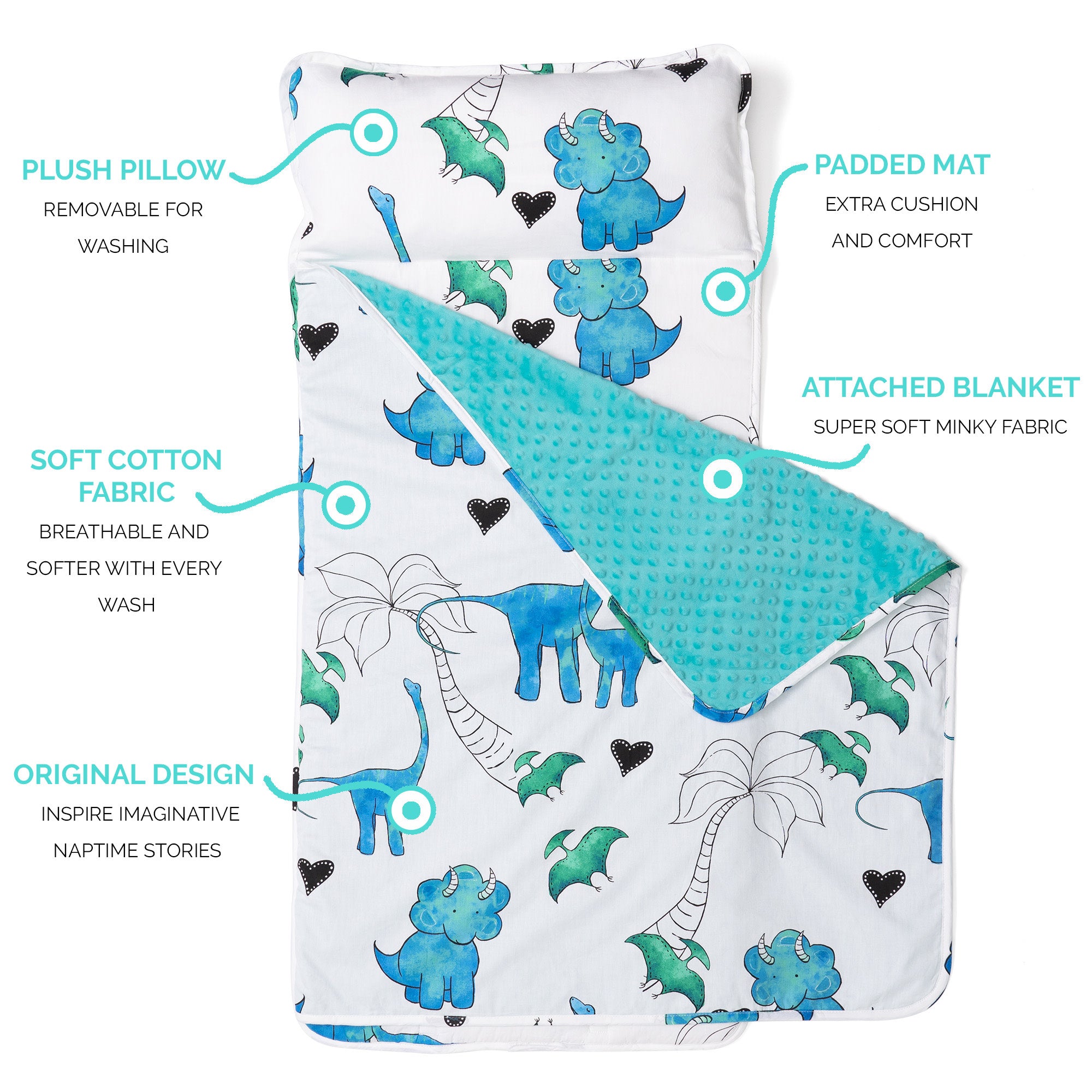 Toddler Nap Mat - Blue Dino