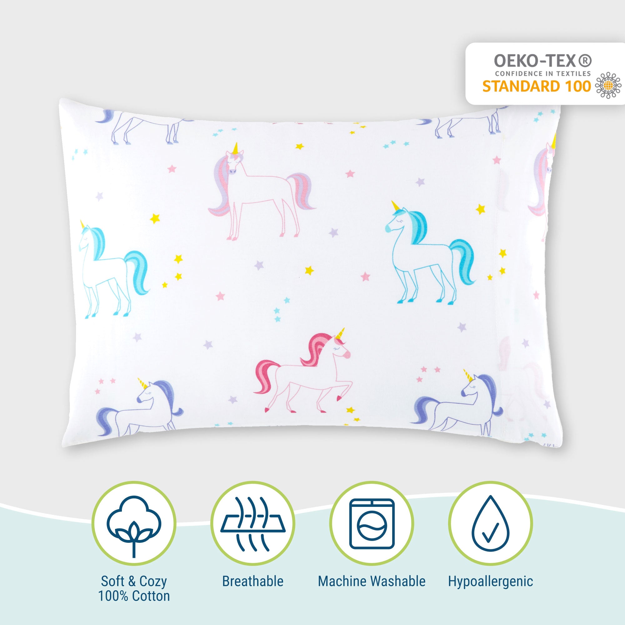 Unicorn 100% Cotton Percale Pillowcase