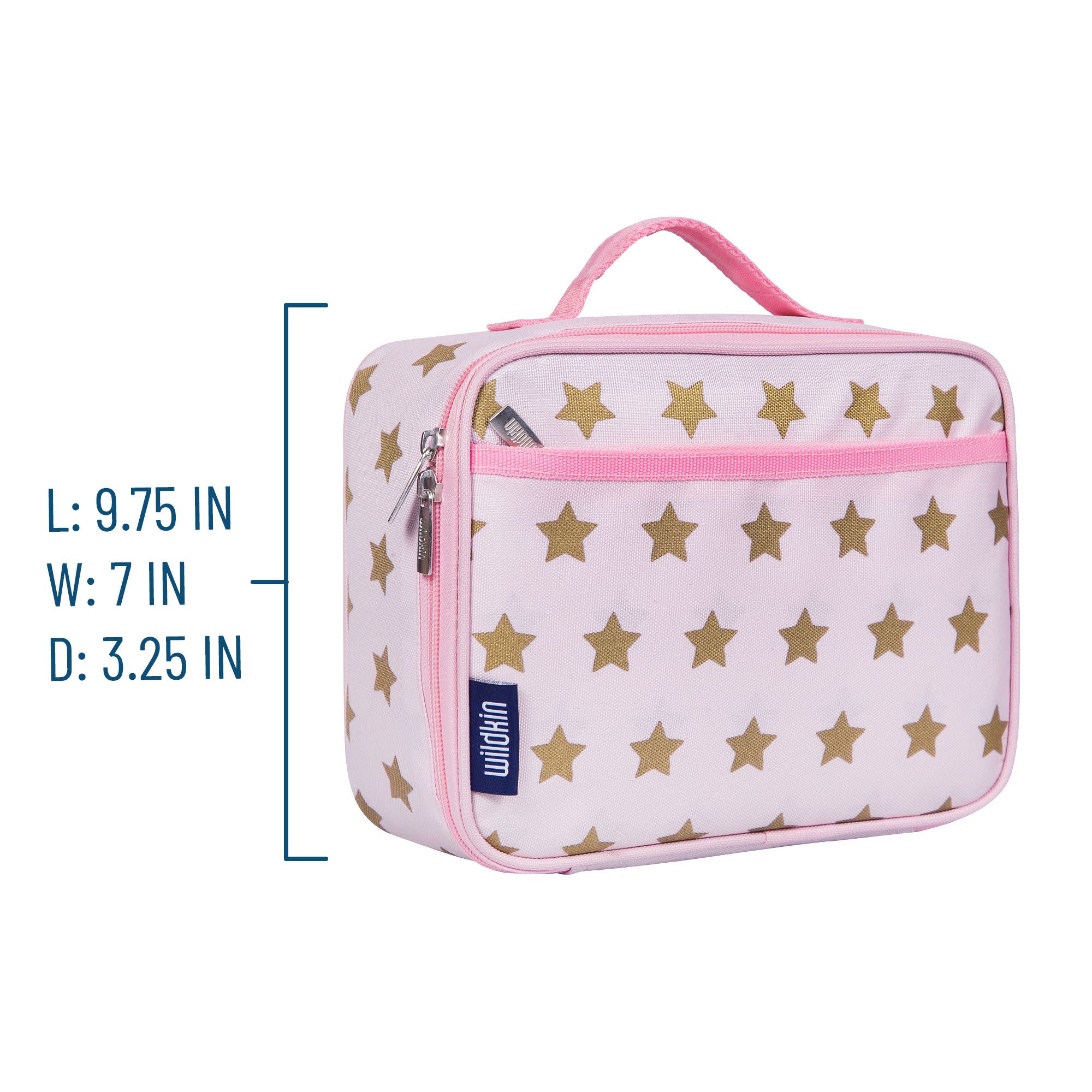 Wildkin Kids Insulated Lunch Box Bag (Pink and Gold Stars)