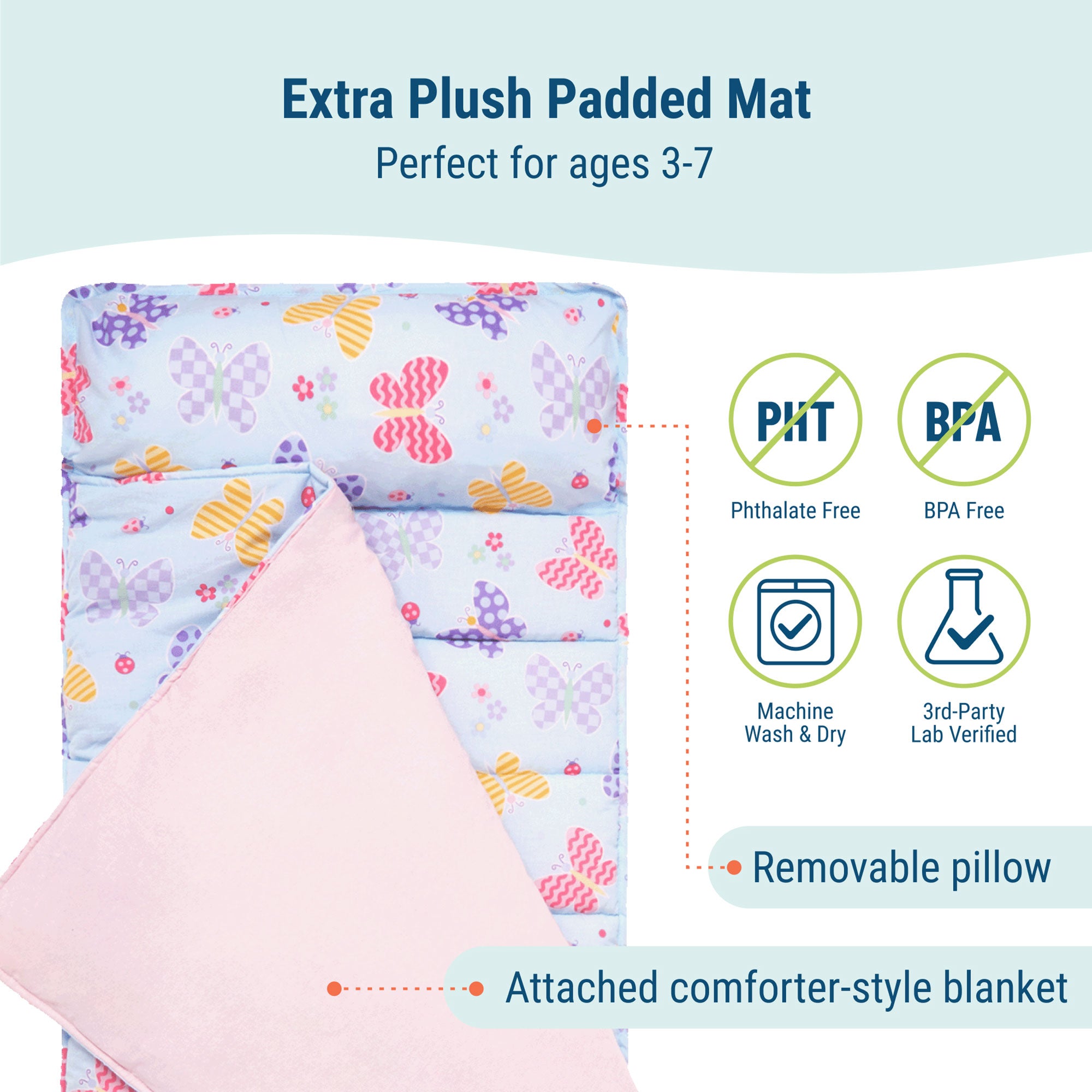 Butterfly Garden Blue Original Nap Mat