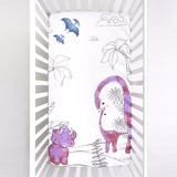 100% Cotton Fitted Crib Sheet - Pink Dinosaur