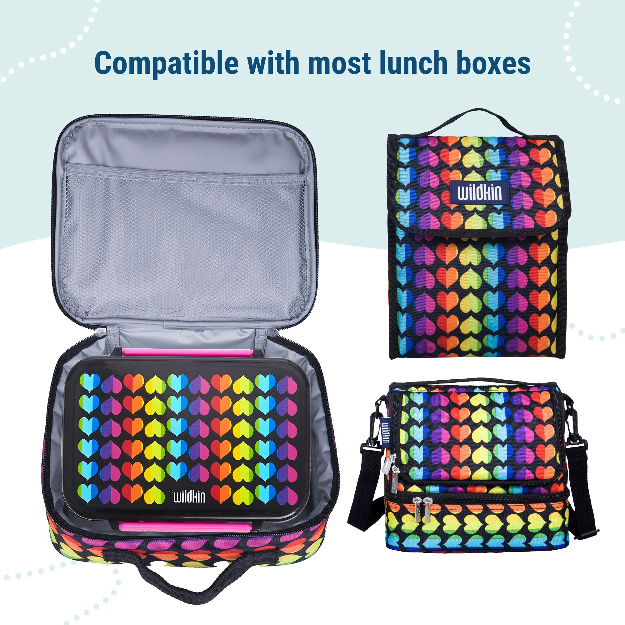 Rainbow Hearts Reusable Food Container Bento Box