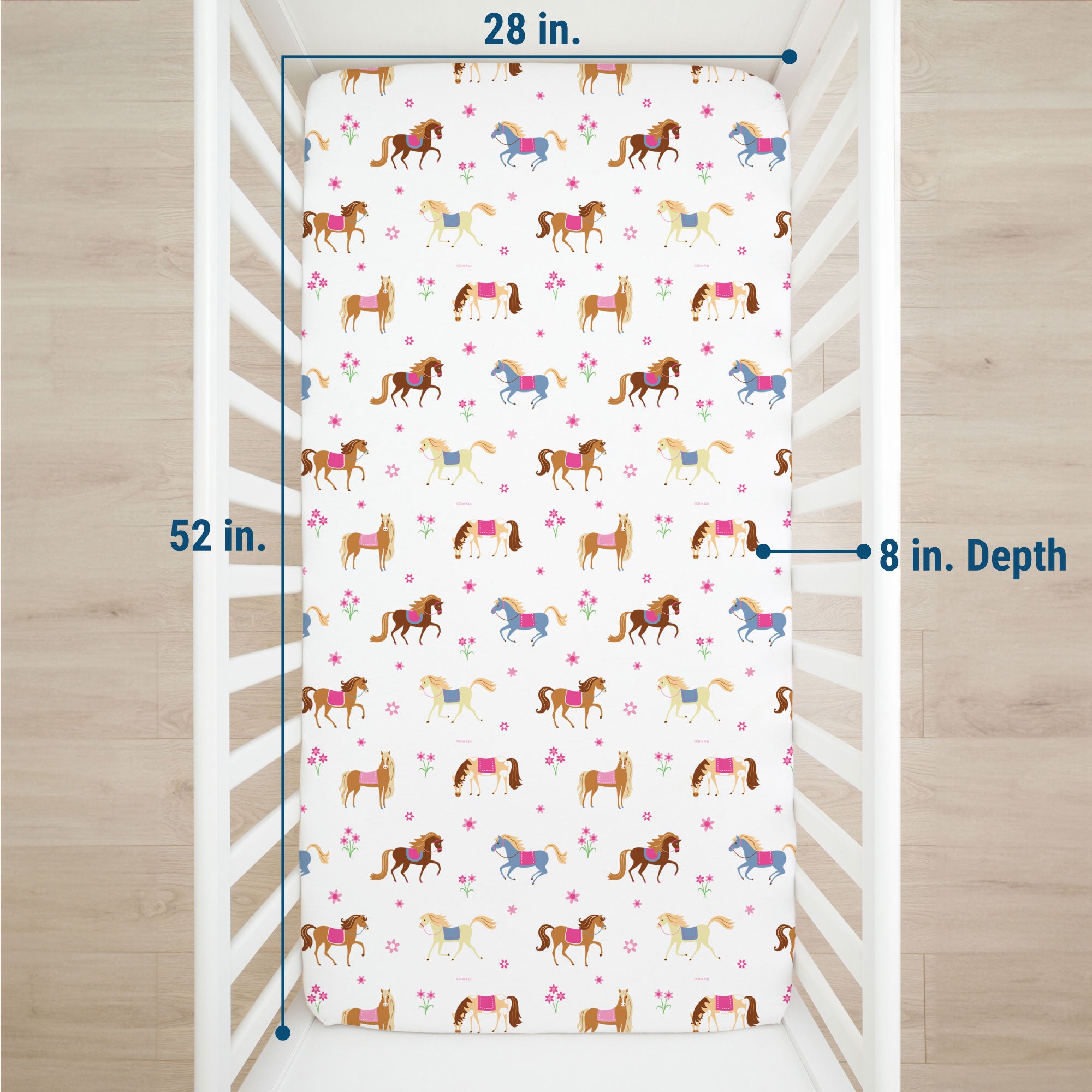 Horses 100% Cotton Percale Fitted Crib Sheet
