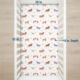 Horses 100% Cotton Percale Fitted Crib Sheet