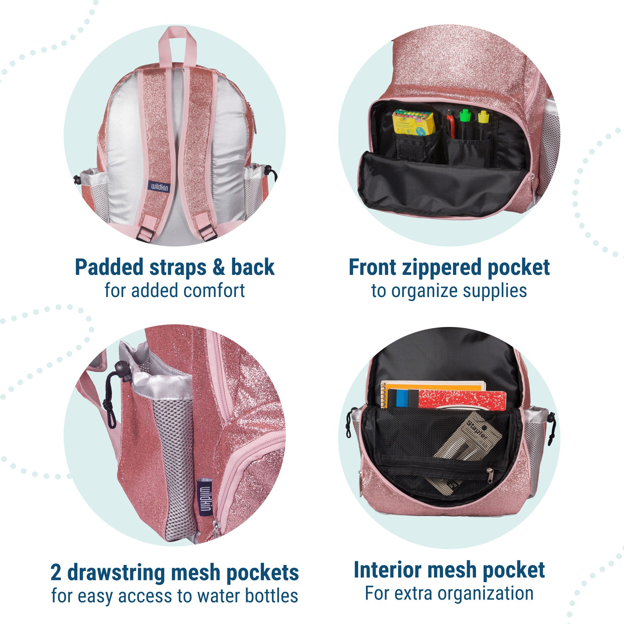 Pink Glitter 17 inch Backpack