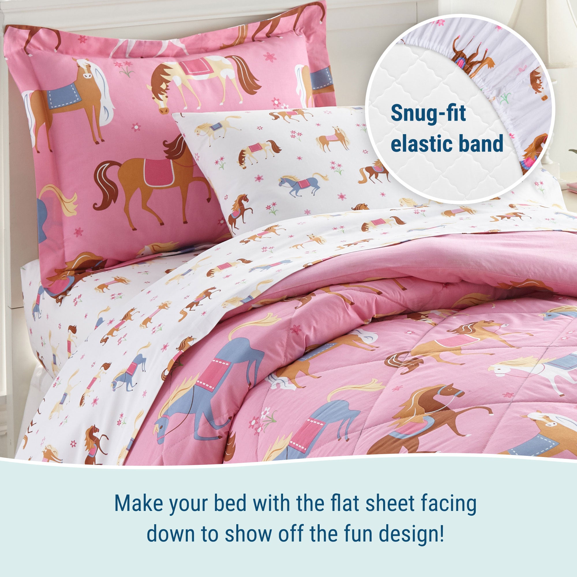 Horses 100% Cotton Percale Sheet Set