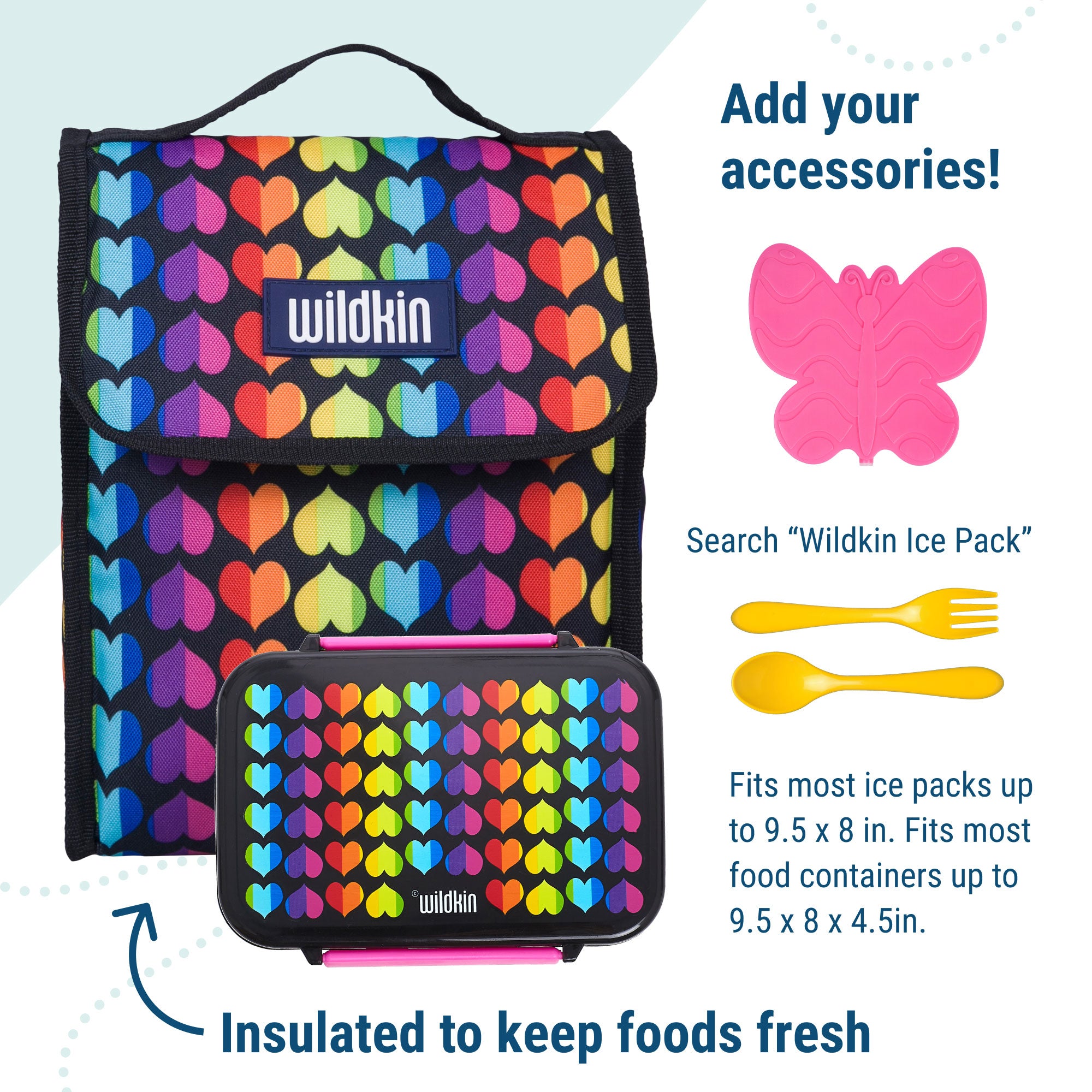 Rainbow Hearts Lunch Bag