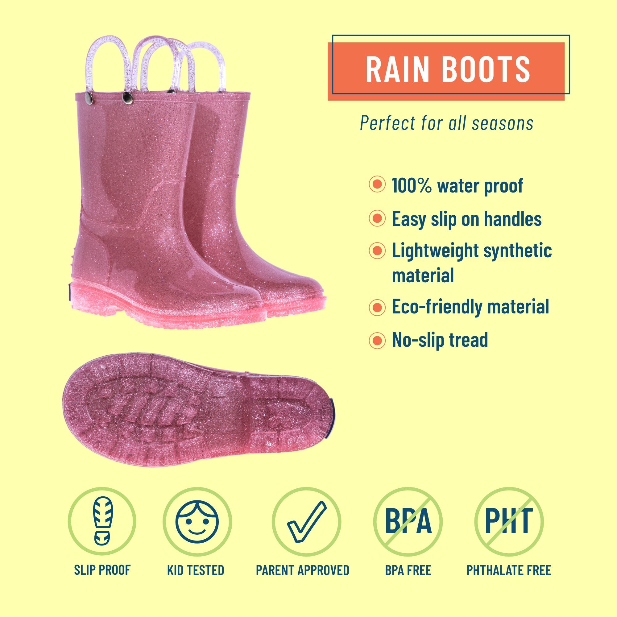 Pink Glitter Rain Boots, size 13