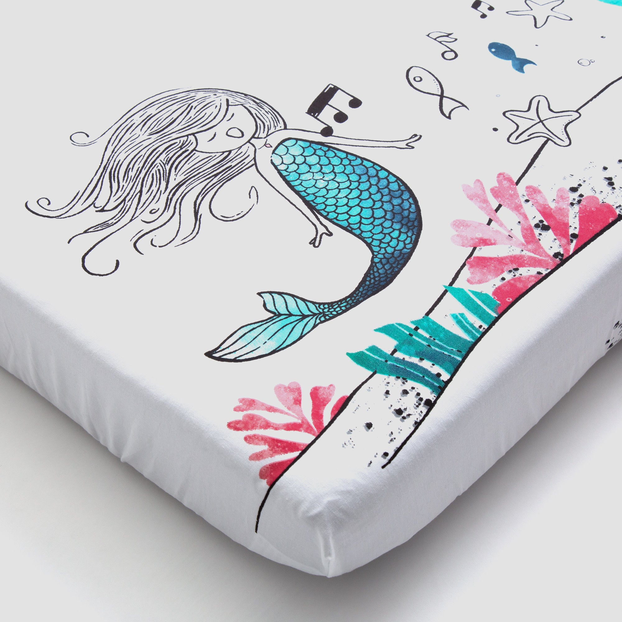 Fitted Mini Crib Sheet - Moonlight Mermaid