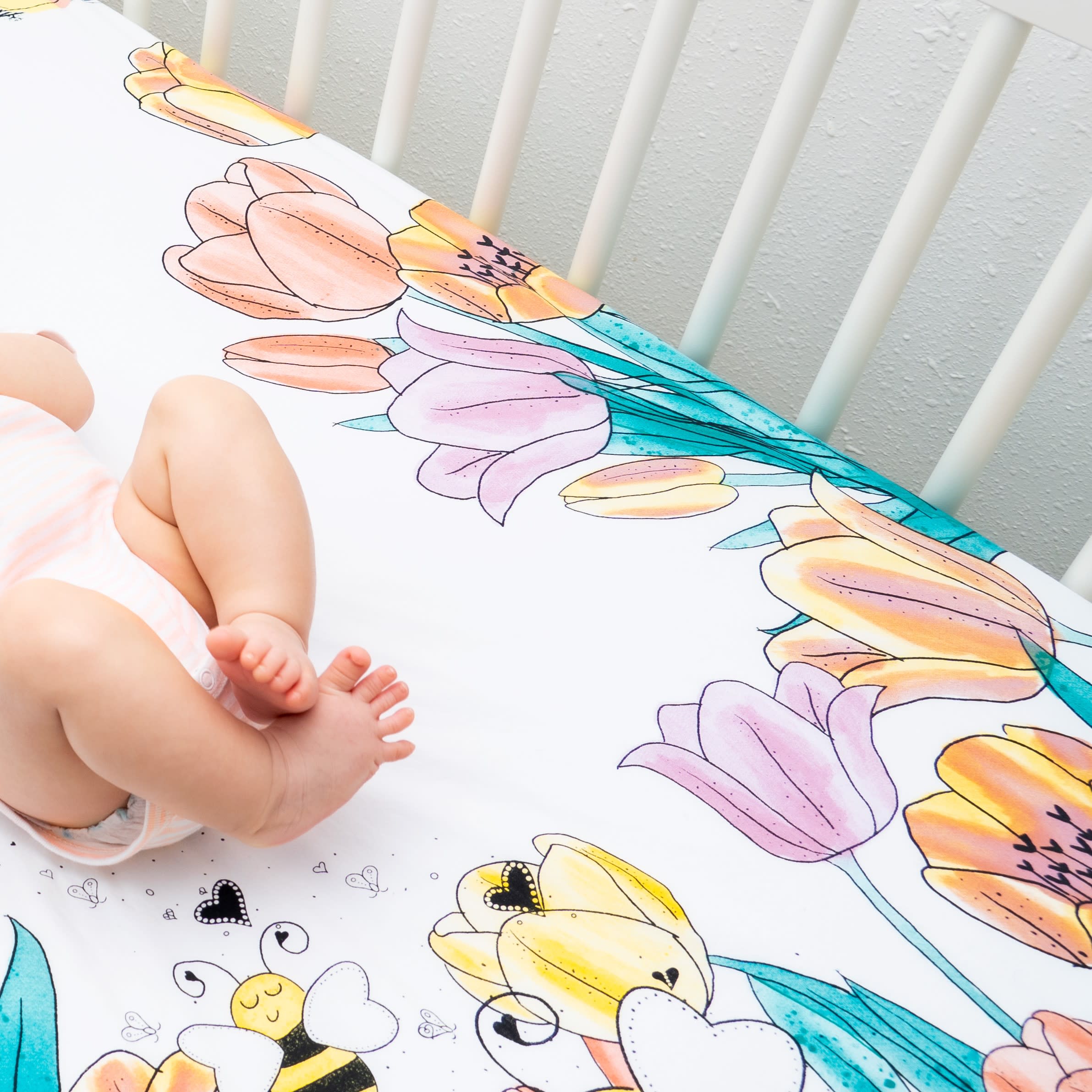 100% Cotton Fitted Crib Sheet - Tulip Fields