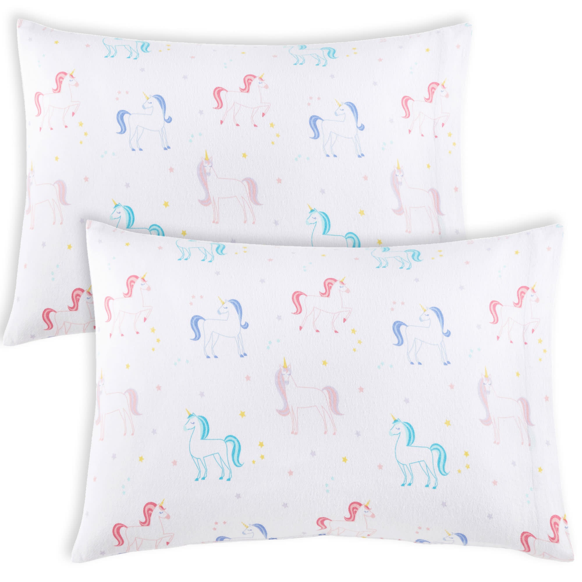 Unicorn 100% Cotton Flannel Pillow Cases - 2 pack