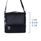 Rip-Stop Black Two Compartment Lunch Bag