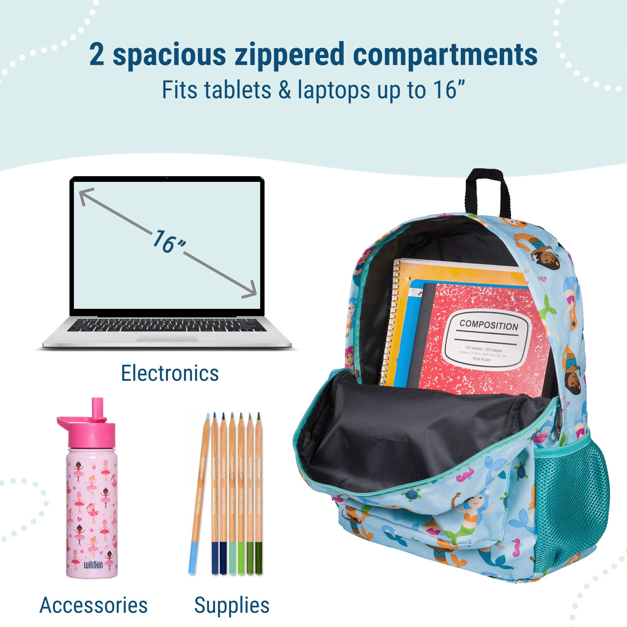 Mermaids 16 Inch Backpack